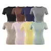 Camiseta justa de manga curta estilo americano picante para mulheres, novo modelo de verão 2026, azul marinho, top curto modelador e versátil