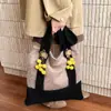 Bolso de Punto de Color Contrastante para Mujer 2025 Nuevo Estilo Casual Perezoso Bolso de Hombro Gran Capacidad Bolso Tote para Clase y Viajes