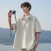 Camisa de Verano Nasa con Rayas Finas de Moda de Manga Corta Nueva Elegante Chaqueta Casual de Gama Alta para Hombre