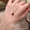 Collar de Calabaza Kirin Chapado en Oro de 18 Quilates Ágata Roja Nácar Blanco Oro Rosa Colgante de Diamante Cadena para Clavícula Regalo