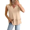 Top de Chiffon Elegante Sem Mangas com Decote V e Acabamento de Babados Emagrecedor - Exclusivo Transfronteiriço Europeu e Americano - Primavera/Verão 2026 para Mulheres