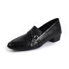 Mocasines de piel de vaca de estilo occidental para combinar con todo, para ir al trabajo, Primavera 2025, Tacón bajo grueso, Punta redonda, Lazo, Cuero genuino, Escote profundo, Zapatos de una sola capa para mujer