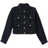Chaqueta de Mujer Holgada para Principios de Otoño con Diseño Estilo Coreano, Chaqueta de Mezclilla Negra, Ropa de Calle Tendencia 2026, Ropa de Trabajo