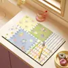 Tapete de ralo de cozinha com padrão patchwork estilo fresco mais vendido, absorvente e de secagem rápida, tapete isolante térmico para restaurante, porta-copos para máquina de café, em estoque