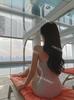 20204 nuevo Corea del Sur alta gama sentido raya top de tubo cuello pecho pequeño simple simple traje de baño de una pieza traje de baño de mujer