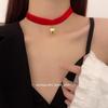 Nuevo collar navideño de terciopelo con lazo y campana, gargantilla, joyería delicada, cadena para clavícula.