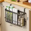Estante de almacenamiento para cocina, organizador interior para puerta de gabinete, portarrollos de film transparente y bolsas, canasta colgante, organizador de pared para jengibre, ajo y especias