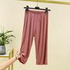 Pantalones Cortos Finos de Modal de Verano de Cintura Alta para Mujer, Pantalones Holgados de Pierna Ancha, Pantalones de Pijama para Casa, Pantalones Rectos Adelgazantes