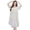 Nuevo Pijama de Verano para Mujer Tallas Grandes con Copas Fijas, Camisón de Manga Corta con Lunares y Encaje, Estilo Princesa, para Mujeres Curvilíneas, Ropa de Casa