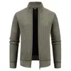 Outono Inverno Novo Masculino Casual Gola Alta Lã Suéter Casaco Versátil Plus Veludo Cor Sólida Casual Tamanho Grande Cardigã Suéter Masculino