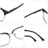 99034 Gafas con Montura Estilo Ceja, Gafas de Media Montura para Hombre, Montura Retro Negras Anchas de Cara Extra Grande, Gafas para Cara Grande