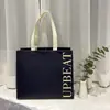 Bolsa Tote de Tela No Tejida con Estampado de Letras de Colores, Bolsa de Compras Laminada Simple en Inglés, Regalo Promocional para Tiendas de Ropa y Belleza