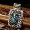 Colgante de plata tailandesa con cuentas giratorias de turquesa de la dinastía Buda vintage Qianye, joyería personalizada de moda nacional glotona para hombres y mujeres