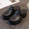Nuevas Pantuflas de Tacón Alto para Uso Exterior de Mujer Suela Gruesa Punta de Dedo Goma de Alta Elasticidad EVA Plástico Antideslizantes Silenciosas Pantuflas de Tacón Alto de 6 cm para Mujer
