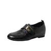 Altura Interior 3cm-Punta Redonda Mocasines Retro Lujo Ligero Sensación de Alta Gama Planos Suela Gruesa Superficie Suave con Terciopelo Zapatos Pequeños de Cuero Mujer