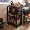 Estantería de Escritorio de Pie Estante de Almacenamiento de Piso Estante de Almacenamiento de Acero y Madera Multicapa Móvil con Ruedas Estante Librero Simple