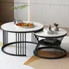 Mesa de café de losa de roca nórdica Sala de estar de apartamento pequeño Uso doméstico Estilo minimalista Mesa de café redonda de mármol Mesa Luz de lujo Moderna Simple