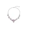 Banquete de Lujo~ Set de Aretes y Collar con Diseño de Hojas y Flores Tachonadas con Diamantes Estilo Europeo y Americano para Mujer, Cadena para Clavícula con un Toque de Lujo Ligero y de Alta Gama