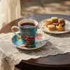 Nuevo juego de taza y platillo de café de estilo europeo de lujo ligero con temática de flores y pájaros para el té de la tarde, exquisito y elegante con asa, estilo ins