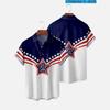 2023 Comércio Exterior Transfronteiriço Verão Dia da Independência Masculino Cardigã Top Estampa Digital 3D Manga Curta Gola Camisa Havaiana