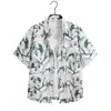 Camisa Floral Hawaiana de Manga Corta Unisex Camisa de Playa con Mangas de Tres Cuartos Talla Grande Atuendo de Pareja para Vacaciones en la Playa Camisa Floral