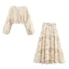 Al por mayor 2025 Estilo Europeo y Americano Top de Manga Larga Bordado con Lentejuelas para Mujer + Falda Conjunto de Dos Piezas de Moda 9224