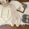 Calcetines Gruesos con Patrón de Diamantes para Mujer 2025, Estilo Otoño e Invierno, Calcetines Holgados, Tubo Largo, Calcetines de Lana para Pantorrilla de Color Sólido Cálidos