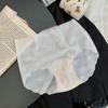Nueva ropa interior ultrafina de cintura media con encaje de jacquard de malla sin costuras para niñas, bragas bronceadoras de seda helada de secado rápido para damas