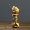 Adornos de Boj Tallado de Sun Wukong Madera Maciza Envejecida Mono Sentado Accesorios Personalizados para Interiores con Fragancia Duradera