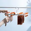 Tendedero Plegable, Perchero de Plástico Multifuncional a Prueba de Viento y Anti-Enredos, Tendedero con Pinzas para Ropa Interior y Calcetines para Balcón del Hogar