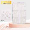 Urso Flor de Cinco Pétalas 3D Misto Camélia que Muda de Cor Decorações para Unhas Acessórios de Unha Conjunto de 6 Compartimentos Flor de Cinco Pétalas que Muda de Cor