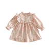 Nuevo Vestido de Primavera 2026 para Niñas con Bordes Fruncidos, Vestido de Princesa Floral de Manga Larga, Vestido Floral para Bebé