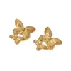 Pendientes Metálicos Transfronterizos, Flores Geométricas, Pendientes Brillantes Irregulares Plegados, Diseño Personalizado, Pendientes de Acero de Titanio Chapado en Oro
