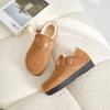Zapatos Boken de cuero genuino con suela gruesa acolchados de algodón aumentados 6CM con forro polar grueso Boken zapatos de felpa botas de nieve cálidas de invierno