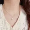 Estilo Coreano Elegante Moda Dulce Versátil Colgante de Conchas Perlas Hoja de Arce Cadena para Clavícula de Mujer