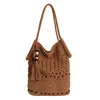 Bolso de Punto Hueco de Gran Capacidad Estilo Relajado para Mujer 2026 Nuevo Ligero Versátil para Viajes Diarios Bolso de Hombro Bolso Cubo