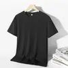 Camiseta de manga corta de seda de hielo, fresca y sedosa para el verano, ropa de seda de morera para hombre, estilo coreano, holgada y fina, camiseta de manga corta para hombre