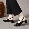 Sandálias de Salto Alto Femininas 2026 Verão Novo Bico Fechado Costas Abertas Salto Grosso Francês Mary Janes Sapatos Femininos Sandálias Elegantes da Moda