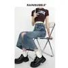 Design saia jeans com fenda feminina verão 2024 Nova cintura alta afunilada bainha retro saia midi evasê
