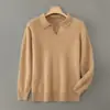 Suéter de lana 100% para hombre para otoño e invierno, jersey de cuello de gaviota, engrosado, tejido casual holgado, suéter de lana pura