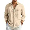 Cárdigan de punto casual de algodón y lino de manga larga con botones, europeo y americano transfronterizo, deportivo, elegante, holgado, transpirable, de color liso para hombre