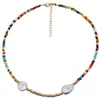 Collar de cuentas de arroz de colores estilo europeo y americano, estrella de mar, perla, multicapa apilado, collar hecho a mano con cuentas, joyería para mujer que no se decolora, venta al por mayor
