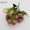 10 botões de chá pequenos, 5 pequenos buquês de flores, flores artificiais para decoração de salão de cerimônia de casamento, arranjos florais frescos e simples, flores de seda para atacado de comércio exterior