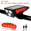 Faro de bicicleta led impermeable recargable por USB solar bocina equipo para ciclismo bicicleta de montaña juego de advertencia luz trasera