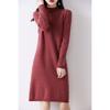 Vestido de malha pequeno suéter de lã outono e inverno suéter de lã das mulheres engrossado de comprimento médio saia meia gola tartaruga camisa de fundo Novo
