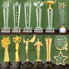 Trofeo de Cristal Grabado Metal Artesanías de Madera Fabricante Estrella de Cinco Puntas Creativa Medalla de Pulgar Adornos Venta al por Mayor