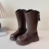 Botas Longas de Lã da Moda para Meninas 2025 Outono e Inverno Novas Botas Infantis Estilosas Quentes Botas Altas para Crianças Mais Velhas