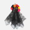 Nova Faixa de Cabelo Fantasia de Caveira Europeia e Americana Halloween cos Acessório de Cabeça de Rede Flor Rosa Simulada Fivela de Cabelo