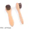 Cepillo de Madera Maciza con Cerdas de Cerdo Duras y Mango de Madera, Cabezal de Cepillo para Zapatos, Madera de Haya, Crema para Zapatos de Cuero de Caballo, Aceite para Zapatos, Gamuza