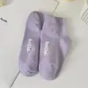 Meias Sociais Curtas Femininas de Verão, Estilo College, Meias Invisíveis Coloridas com Estampa de Letras, Estilo Ins Coreano